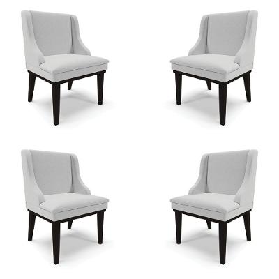 Kit 4 Cadeiras Decorativas Sala De Jantar Base Fixa De Madeira Firenze Linho Cinza/preto G19