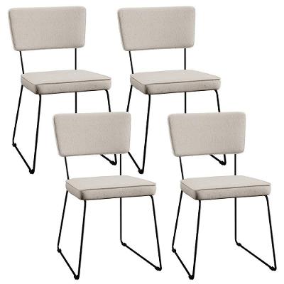 Kit 4 Cadeiras Estofada Para Sala De Jantar Base Em Aço Cru