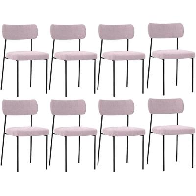Kit 08 Cadeiras Estofadas Para Sala De Jantar Bouclê Rosê