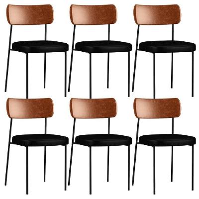 Kit 06 Cadeiras Para Sala De Jantar Melina Camel Preto