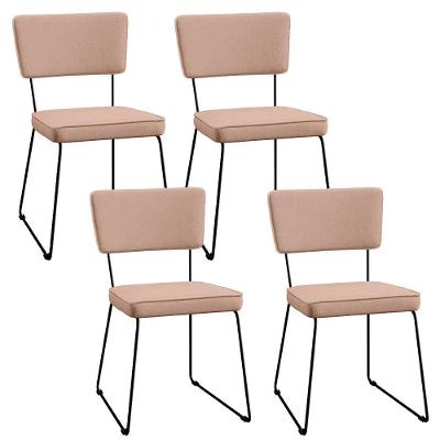 Kit 04 Cadeiras Estofada Para Sala De Jantar Base Aço Rosê