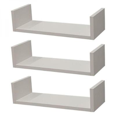 Kit 3 Prateleiras em U com Suporte Invisível 40X20cm Branco