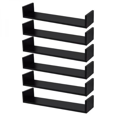 Kit 6 Prateleiras U 60 X 10cm Preta Suporte Invisível