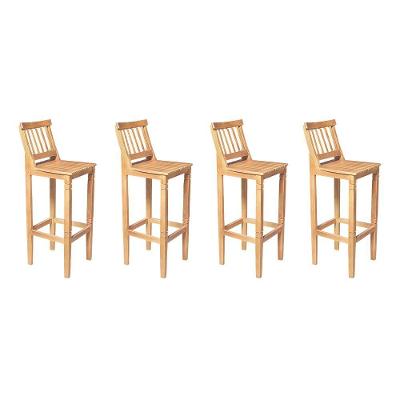 Kit 4 Banquetas Alta De Ripada Com Encosto Confort - Natural - Bege