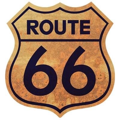 Placa Decorativos Mdf 38x36 Route 66 Rota 66 Amarelo
