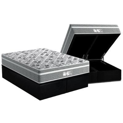 Cama Box Baú King: Colchão Molas Probel MasterPocket Ensacadas ProDormir Evolution + Base CRC Suede Black(193x203)