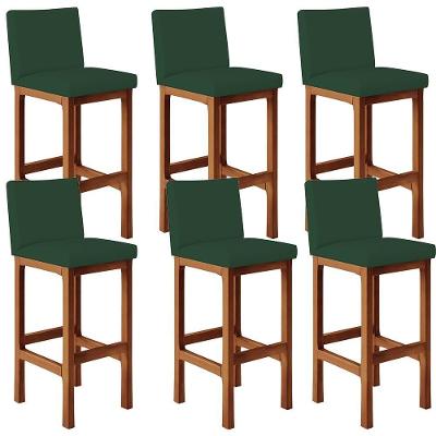 Kit 06 Banquetas Altas Alya Suede Verde Musgo