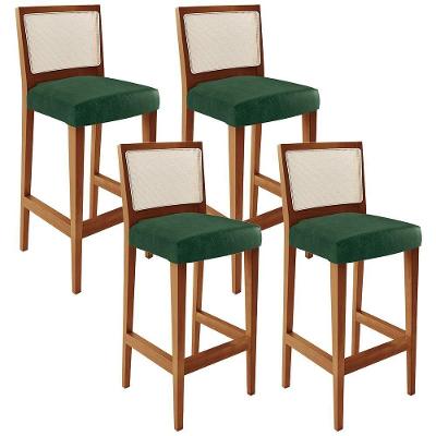 Kit 04 Banquetas Alta Branco Facto Verde Musgo
