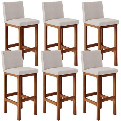 Kit 06 Banquetas Altas Alya Linho Cru