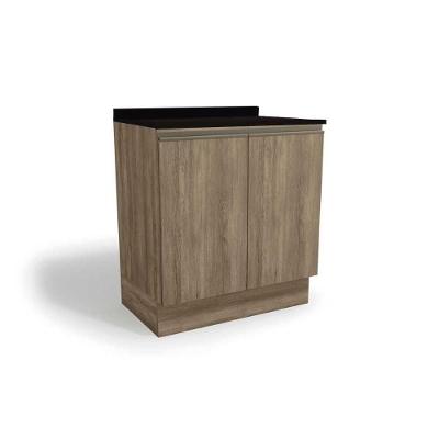 Balcão de Cozinha Maxxi G744 2 Portas c/ Tampo Nogal/Preto - Kappesberg