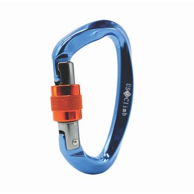 Mosquetão Usclimb Alumínio 25kn Ce En Nbr Azul Rosca Laranja
