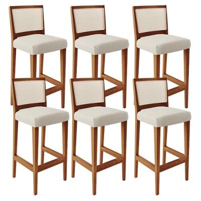 Kit 06 Banquetas Alta Branco Linho Champagne
