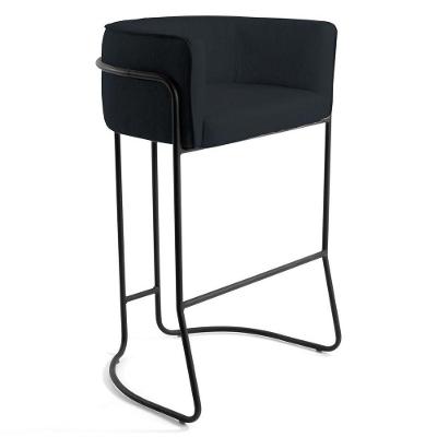 Banqueta Decorativa Base Aço Preto Black