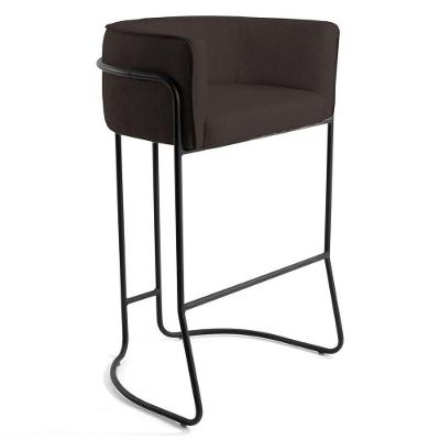 Banqueta Decorativa Base Aço Preto Marrom