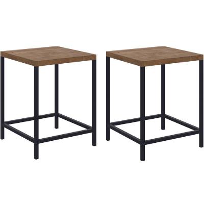 Kit 2 Banquetas Baixas Industrial Steel Quadra Artesano 45 Cm (altura) Mdp Vermont Aço Preto Fosco