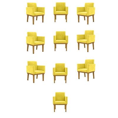 Kit 10 Poltronas Decorativa Reforçada Teciso Suede Cor:amarelo