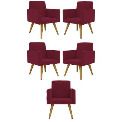 Kit 05 Poltronas Nina Decorativa Para Recepção Balaqui Decor Cor:marsala
