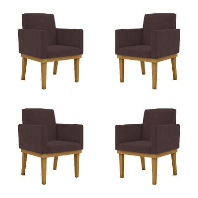 Kit 04 Poltronas Decorativa Reforçada Balaqui Decor Cor:marrom