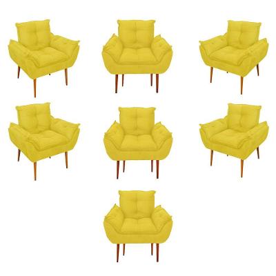 Kit 07 Poltronas Decorativas Opala Retro Consultório Cor:amarelo