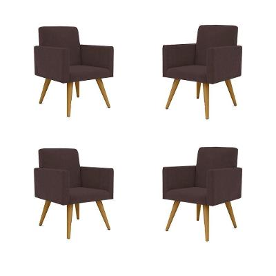 Kit 04 Poltronas Nina Decorativa Para Recepção Balaqui Decor Cor:marrom