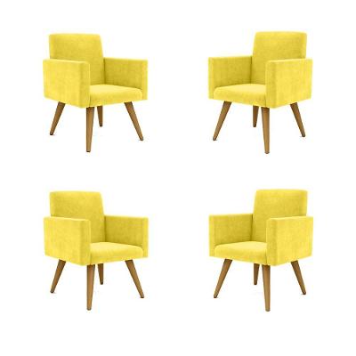 Kit 04 Poltronas Nina Decorativa Para Recepção Balaqui Decor Cor:amarelo