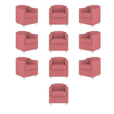Kit 10 Cadeiras Poltronas Decorativas Sala De Espera Clinica Tecido Cor:rosa