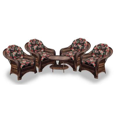 Conjunto De Poltronas 4 Poltronas + 1 Mesa Centro Maui Preto