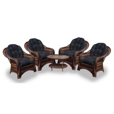 Conjunto De Poltronas 4 Poltronas + 1 Mesa Centro Preto