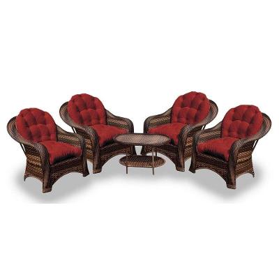Conjunto De Poltronas 4 Poltronas + 1 Mesa Centro Vermelho