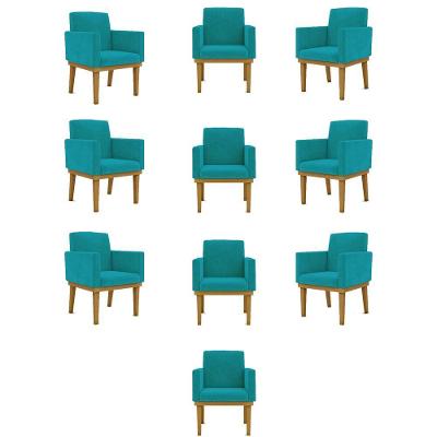Kit 10 Poltronas Decorativa Reforçada Salão Cor:azul-turquesa