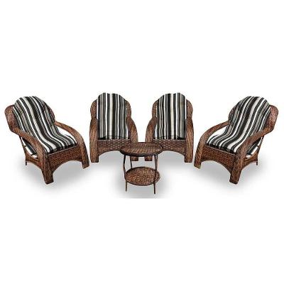 Conjunto De 4 Poltronas + 1 Mesa Centro Preto