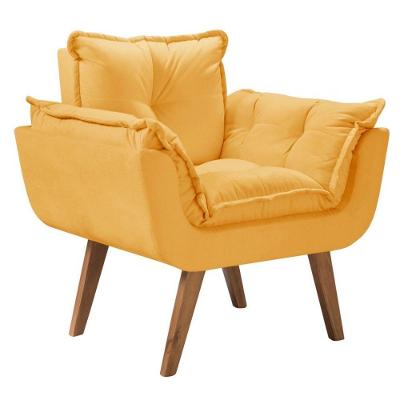 Poltrona Orion 1 Lugar Base Palito Tecido Amarelo