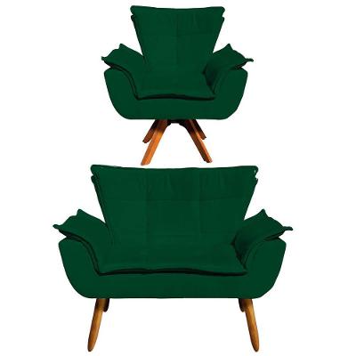 Kit 01 Namoradeira e 01 Poltrona Giratória Opala Suede