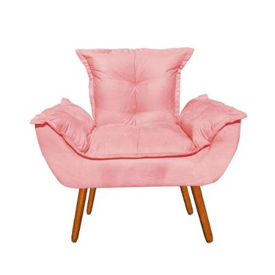Poltrona Decorativa Opala Sala De Estar Suede Rose