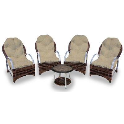 Conjunto De Poltronas Alumínio 4 Poltronas + 1 Mesa Centro