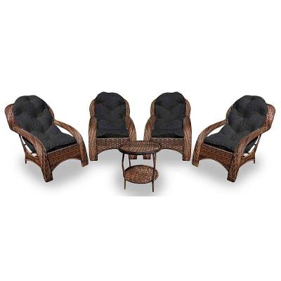 Conjunto De 4 Poltronas + 1 Mesa Centro Preto