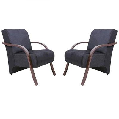 Kit 2 Poltronas Vênus 1 Lugar Suede Grafite
