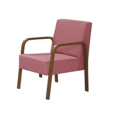 Poltrona 1 Lugar Braço Madeira D Salla Suede Rosa