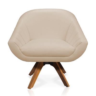 Poltrona Giratória Giovana Corino Base Madeira Mm30