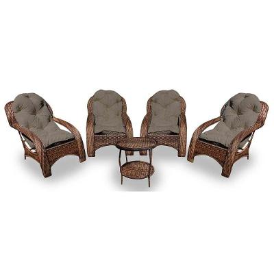 Conjunto De 4 Poltronas + 1 Mesa Centro Fendi