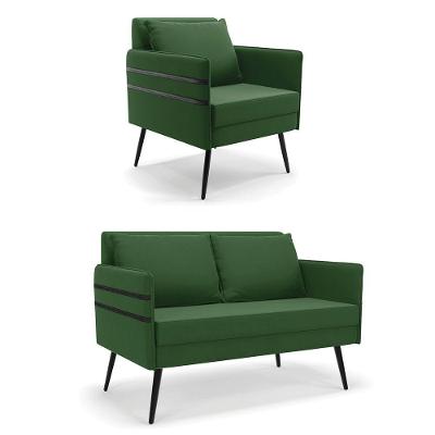 Kit 01 Namoradeira E 01 Poltrona Suede Verde
