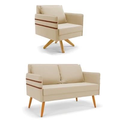 Kit 01 Namoradeira E 01 Poltrona Suede Ma30 Bege