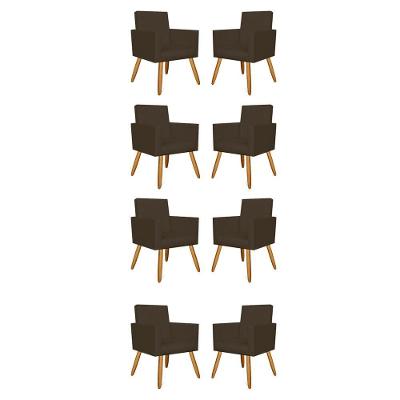 Kit 08 Poltronas Decorativa Para Recepção Courino Marrom