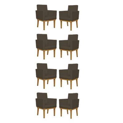 Kit 08 Poltronas Reforçadas Escritório Courino Cor marrom