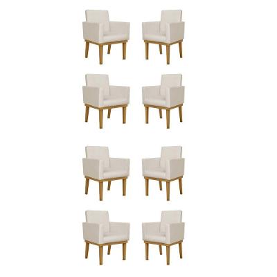 Kit 08 Poltronas Reforçadas Escritório Courino Cor bege