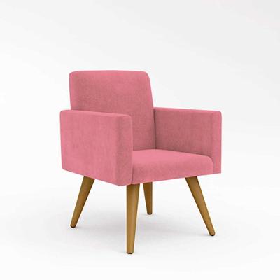 Poltrona Nina Escritório Recepção Pés Palito Cor rosa