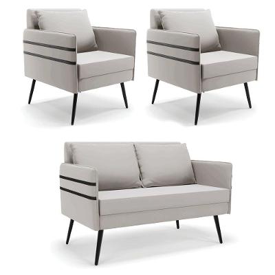 Kit 01 Namoradeira 02 Lugares E 02 Poltronas De Ferro Cinza