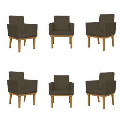 Kit 06 Poltronas Reforçadas Escritório Courino Cor marrom