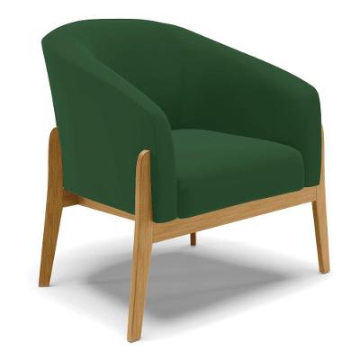 Poltrona Stella Veludo Base Madeira Castanho - D'rossi Cor Verde
