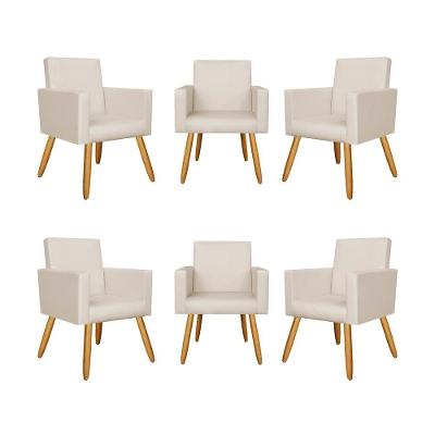 Kit 6 Poltronas Recepção Courino Bege